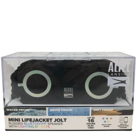Altec Lansing Black Mini Lifejacket Jolt Rugged Portable Bluetooth Speaker - Picture 1 of 16